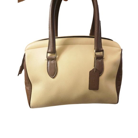 Coach Leather Satchel Handbag Beige Brown Dual Tone Authentic A6E 4410 Women - Picture 3 of 10